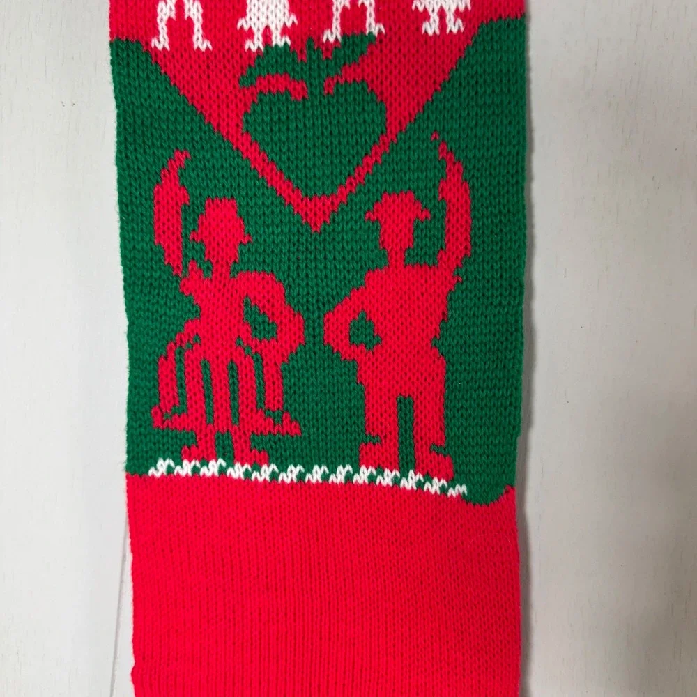 Vintage‎ 80s JOY Knit Christmas Stocking Friendship Birds Acrylic Made in Taiwan